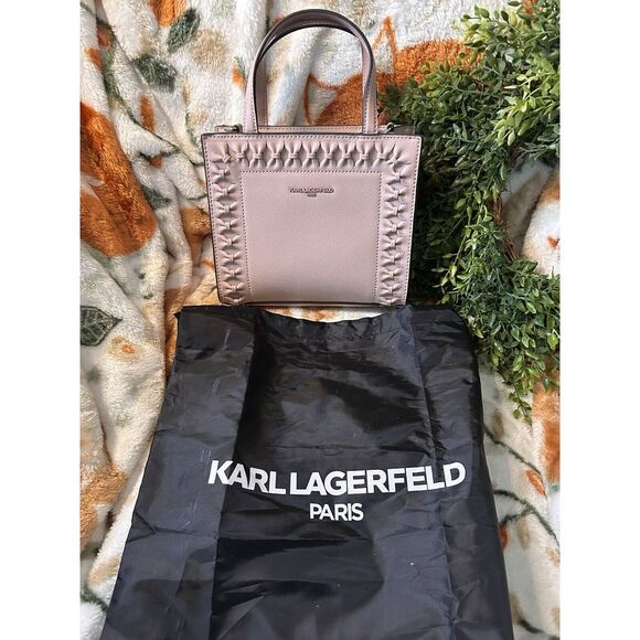 NWT KARL LAGERFELD Paris "Nouveau" Pink Blush Leather Crossbody Bag & Dust Cover - Picture 1 of 10
